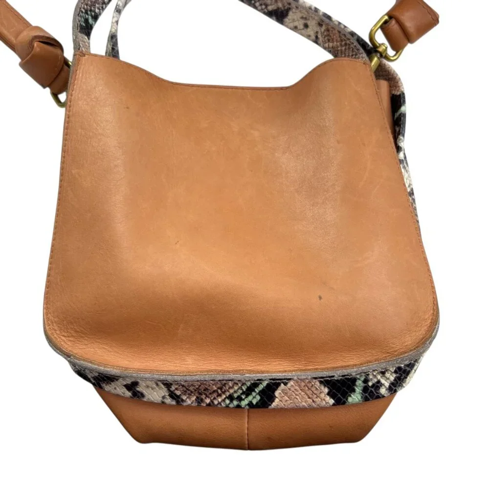 Madewell Sydney Crossbody Bag Snake Embossed Leather brown purse handbag - Picture 6 of 15